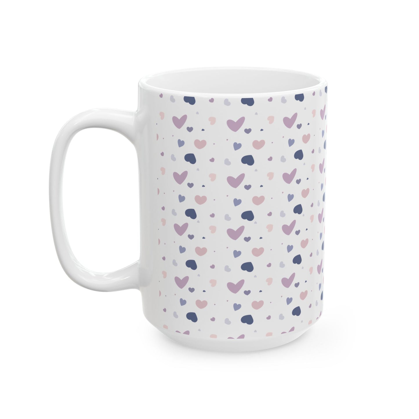 Heart Pattern Mug – Cute Ceramic Coffee Cup in 11oz & 15oz | Gift for Her, Cozy Drinks, Nani Charm