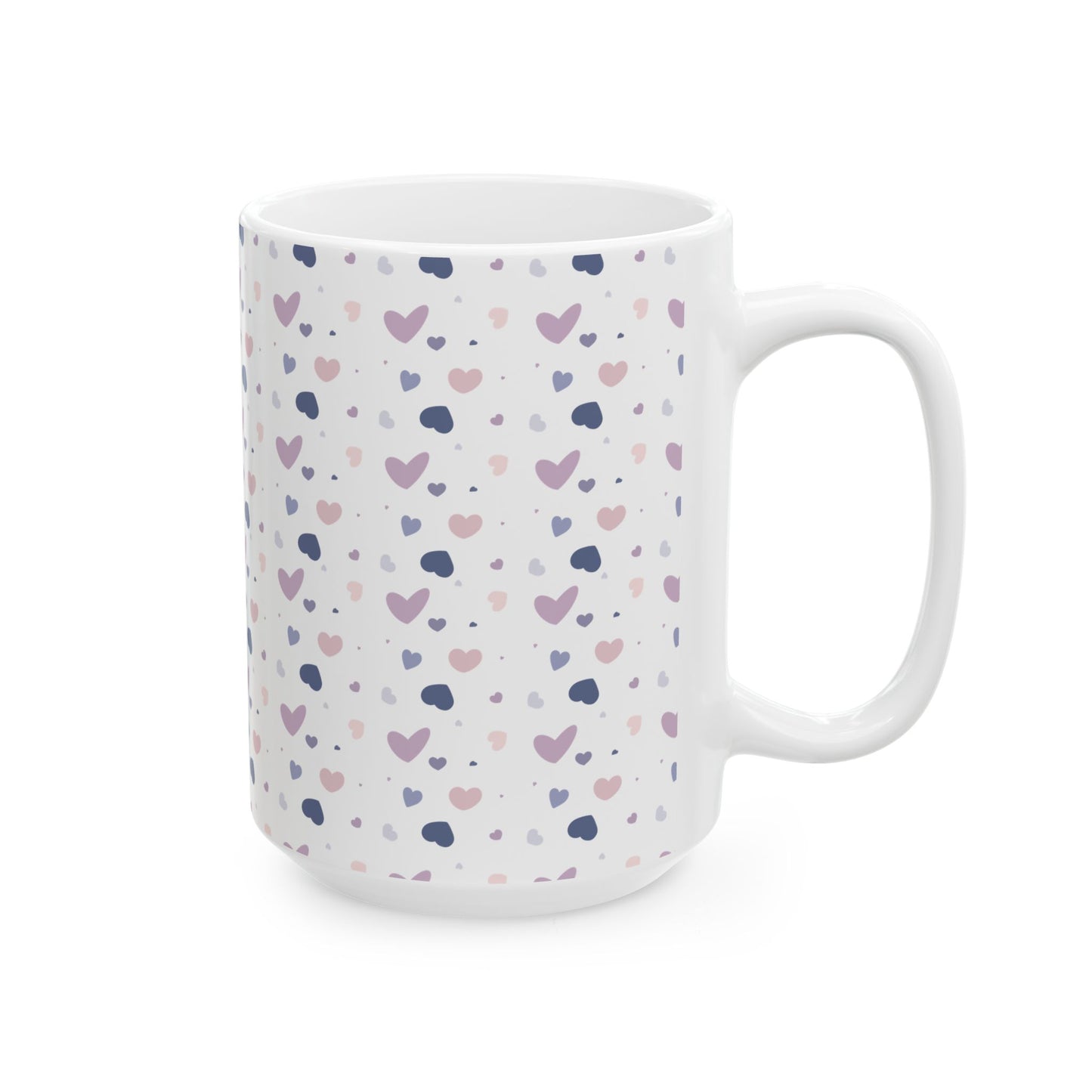 Heart Pattern Mug – Cute Ceramic Coffee Cup in 11oz & 15oz | Gift for Her, Cozy Drinks, Nani Charm