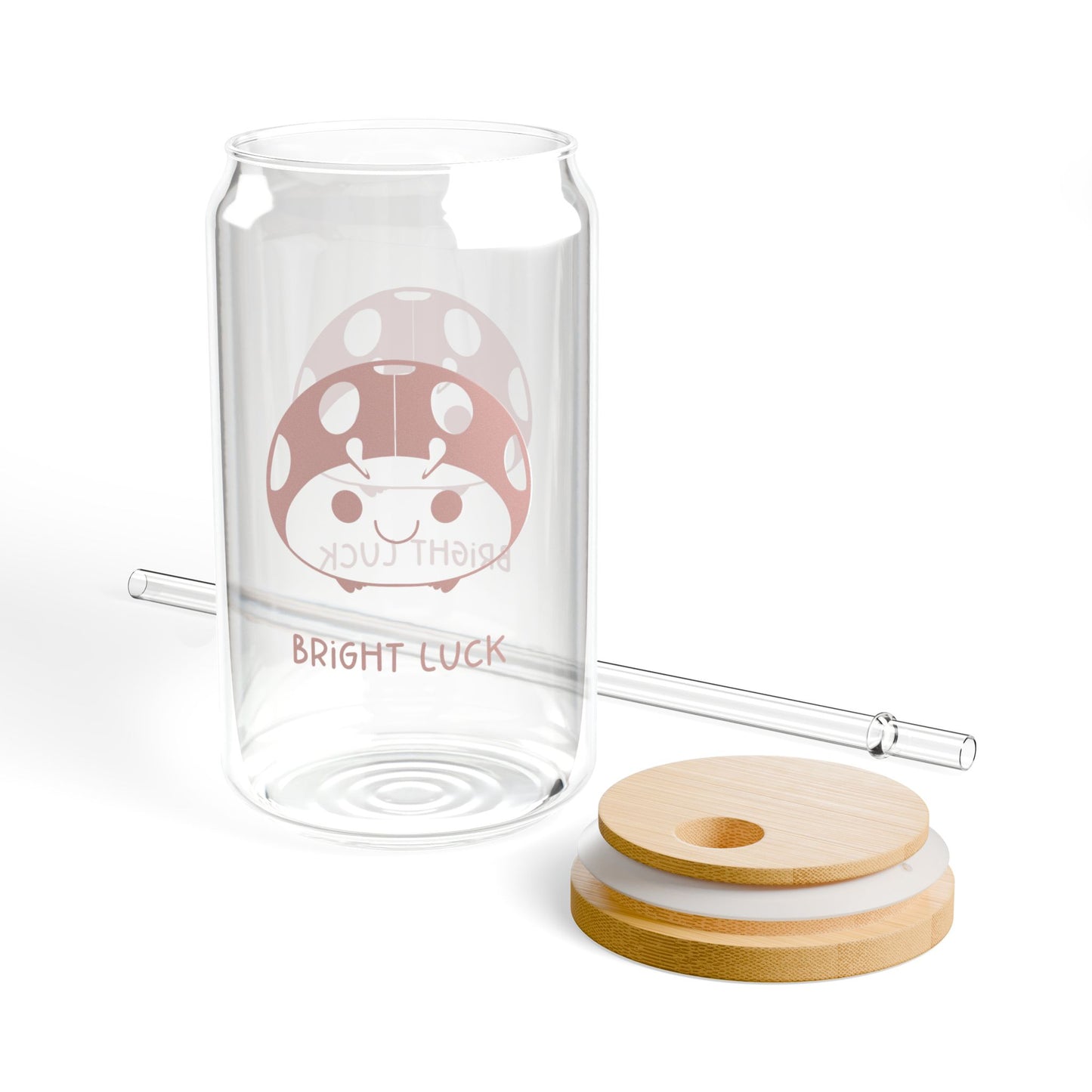 Bright Luck – 16oz Sipper Glass w/ Lid & Straw | Didi the Ladybug