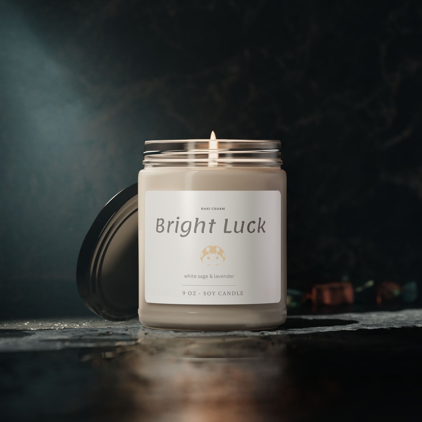 Bright Luck Soy Candle – Didi the Ladybug Jar Candle (9oz) | White Sage & Lavender Scent