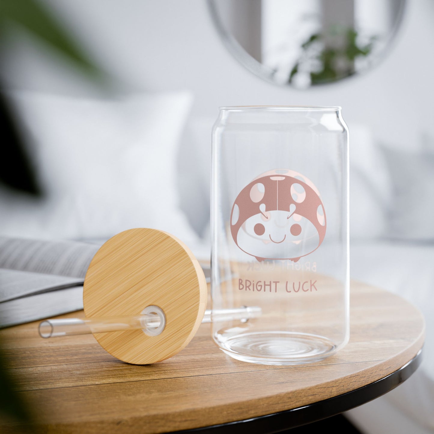 Bright Luck – 16oz Sipper Glass w/ Lid & Straw | Didi the Ladybug