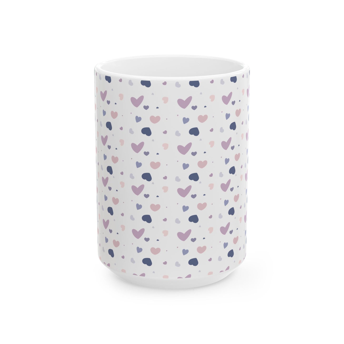 Heart Pattern Mug – Cute Ceramic Coffee Cup in 11oz & 15oz | Gift for Her, Cozy Drinks, Nani Charm