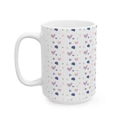 Heart Pattern Mug – Cute Ceramic Coffee Cup in 11oz & 15oz | Gift for Her, Cozy Drinks, Nani Charm