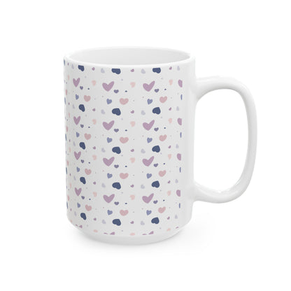 Heart Pattern Mug – Cute Ceramic Coffee Cup in 11oz & 15oz | Gift for Her, Cozy Drinks, Nani Charm